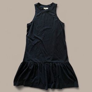 Madewell Cotton Blend Black Ruffle Hem Tank Dress Size Small | New w/o tags